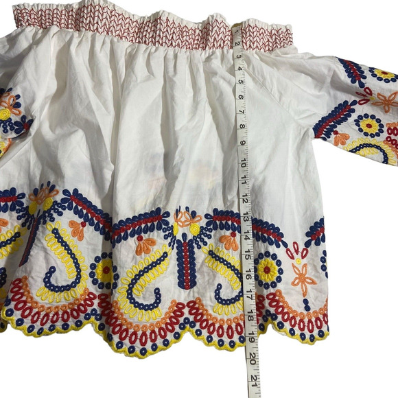 Romeo + Juliet Mexican Embroidered Off‎ the Shoulder Top Size L Boho Cottagecore - Picture 10 of 14
